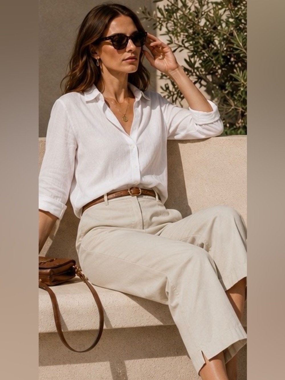 Talbots Perfect Crop Curvy Cream Khaki | Wide Leg Pants | Quiet Luxury | Size 12